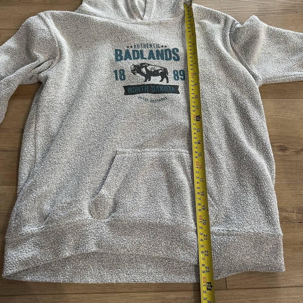 Kids Unisex Badlands ND‎ Hooded Sweatshirt Terry Cloth Gray Buffalo XL Cotton - Picture 8 of 10